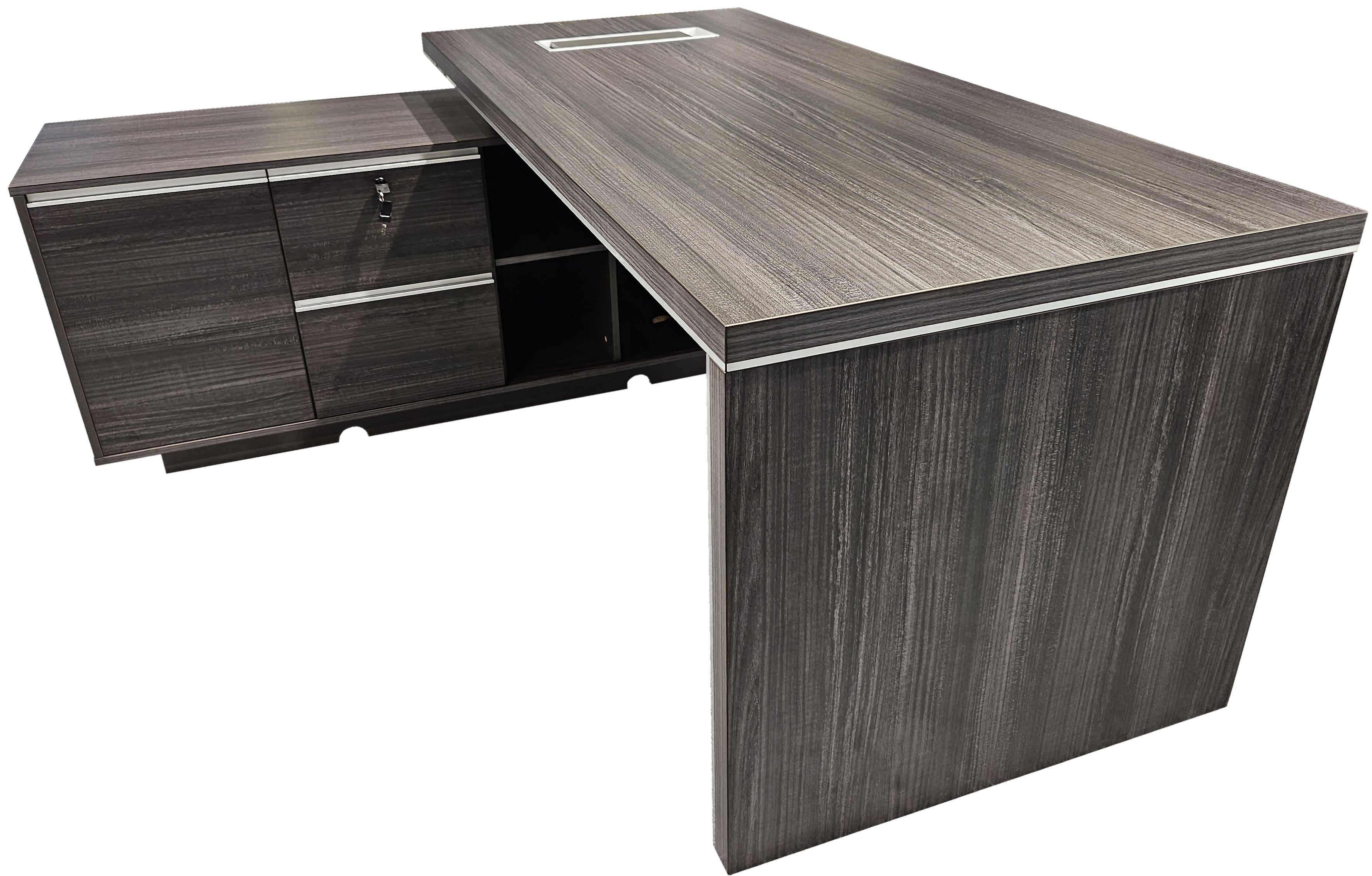 Stylish Grey Oak Veneer Corner Executive Office Desk - 1600mm - DG07-D16-26
